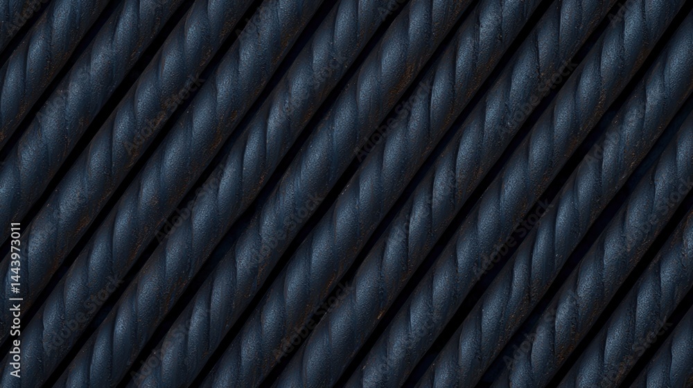 Aufkleber diagonal close-up of thick, twisted dark ropes creating a textured, repeating pattern.