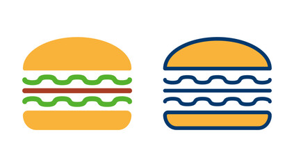 Hamburger icon vector isolated on white background. Burger and hamburger icon. Fast food vector icon