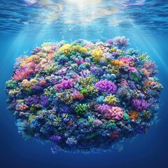 Vibrant coral reef, a colorful underwater ecosystem.
