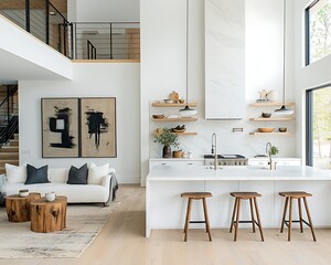 Modern open-concept kitchen and living area