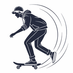 Obraz premium Stylized Skateboarder Silhouette With Dynamic Motion Trails And Casual Apparel