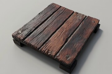 Fototapeta premium Square wooden platform with aged, distressed planks.