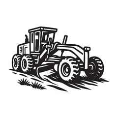 Obraz premium Scraper machine leveling construction ground vector illustration
