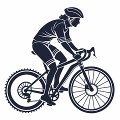 Naklejka premium Vector Silhouette Of A Woman Riding A Mountain Bike Outdoor Sport