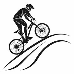 Mountain Biker Silhouette On A Track Ready For Extreme Sports © Adobe 