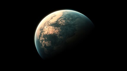 A digital rendering of an earth-like planet set against a dark void, evoking a sense of cosmic exploration