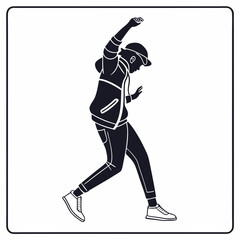 Silhouette Of A Young Man In Casual Outfit Dancing With Expressive Gestures