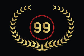 number 99 icon with laurel wreath vector.