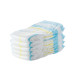 Stack of Baby Diapers: Clean and Ready for Use isolated on transparent background