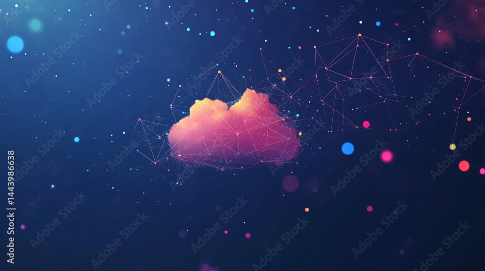Aufkleber abstract cloud computing network digital technology concept illustration web data dots dark blue pin