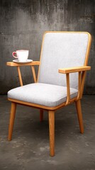 Modern Armchair  Cozy Room  Coffee Cup  Relaxing Interior Design  Home Decor  3D Render