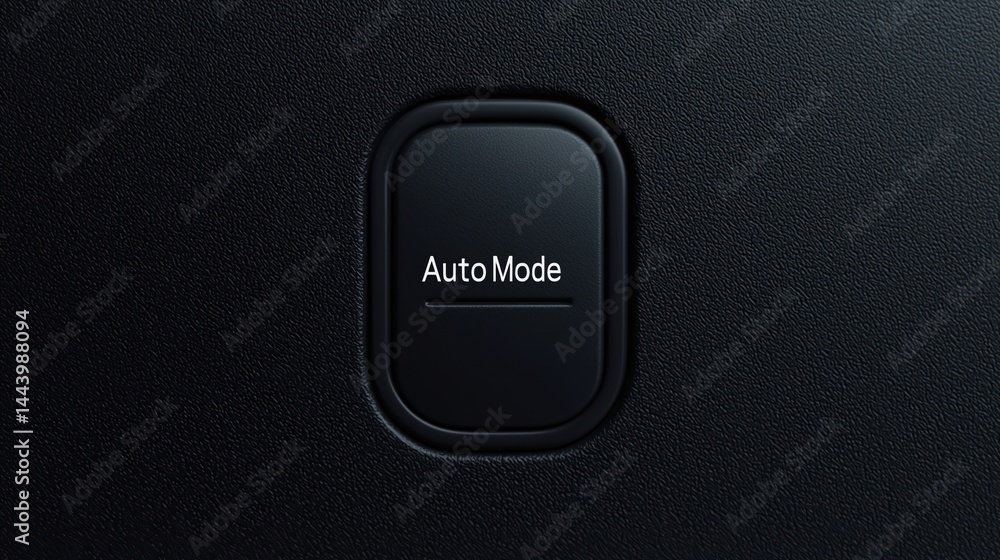Poster a close-up of a black button labeled 