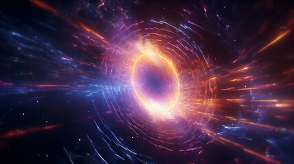 Obraz premium Vibrant Sci-Fi Wormhole with Swirling Cosmic Energy