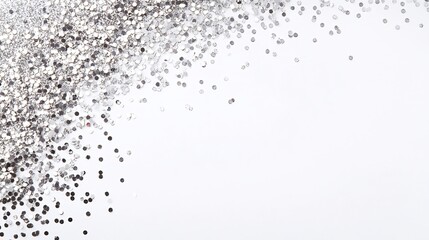 Obraz premium Silver glitter scattered on white background, design element