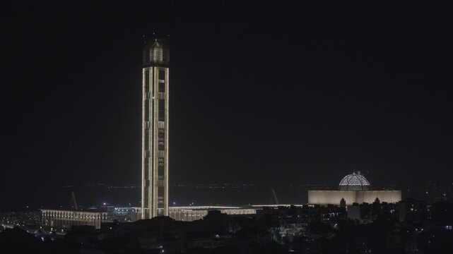 the great mosque of algiers night skyline and architecture illuminate the city lights 