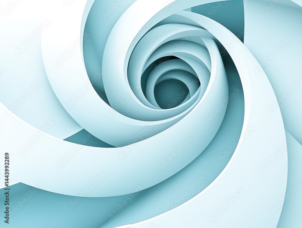 Aufkleber light teal abstract spiral design with concentric layers.