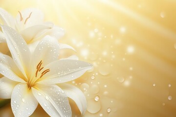 Fototapeta premium Two elegant white lilies, bathed in soft golden light.