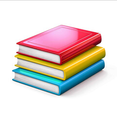 3D icon of books vector illustration white background no shadows no gradient color palette is red green blue and yellow colors are bright and vibrant simple design no details on the