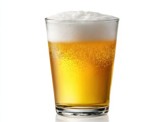 Full glass of beer isolated on white background