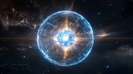 Obraz premium Cosmic energy sphere, space background, science fiction, digital art