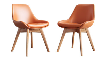 Modern Chair Duo: A stunning composition featuring two contemporary chairs, each a harmonious blend of leather and wood, epitomizing minimalist design and sleek sophistication.