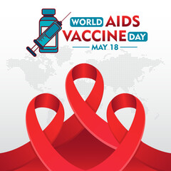 World AIDS Vaccine Prevention and awareness Day. Celebrated every year in may. Suitable for Banner poster, flyer and background design template