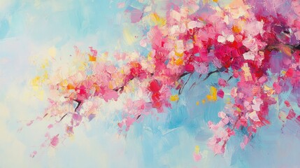 Vibrant blossoms paint a pastel spring scene.