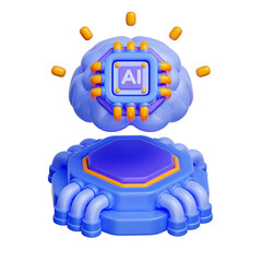 3D icon of an AI brain, symbolizing deep learning and artificial intelligence processing.