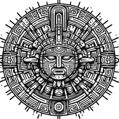 Vibrant and Detailed Aztec Sun Stone Art Featuring Intricate Symbols and Mystical Cultural Heritage
