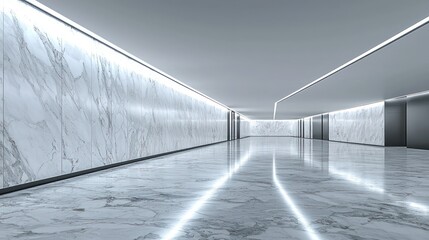 Modern, Empty Marble Corridor