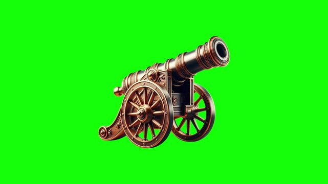Decorative cannon green screen animation motion graphic in 4K high resolution.