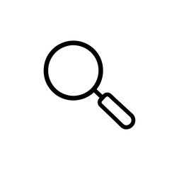 Simple magnifying glass icon with light blue lens and dark gray handle, exploration search object, flat vector illustration on a transparent background