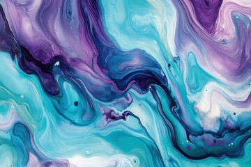 Abstract fluid painting exhibiting vibrant color swirls.