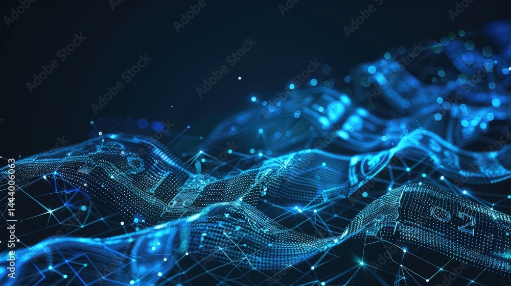 Poster abstract glowing vibrant color network connections on a dark background. abstract image of energetic