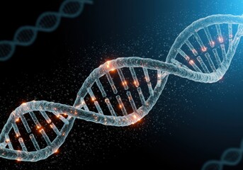 Double helix dna structure on dark background