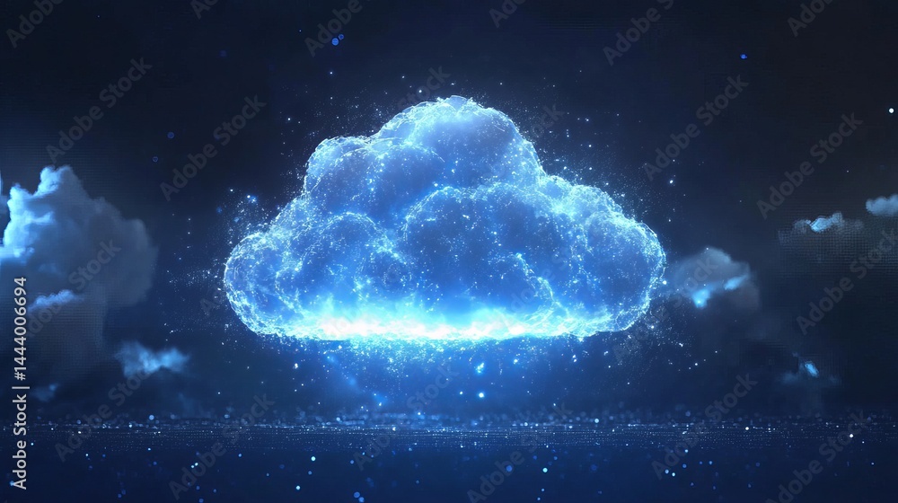 Aufkleber abstract blue cloud computing digital network technology sky web data dark mesh light night space