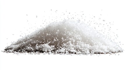 Pile of White Granular Substance Against White Background