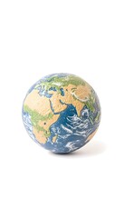A small, textured globe depicting Earth's continents and oceans