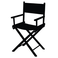 Isolated Black Vector director s chair With White Background