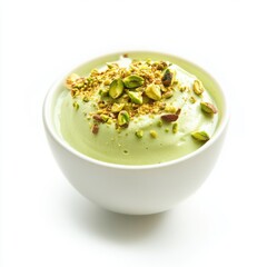 pistachio mousse served in a delicate bowl,