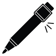 Isolated Black Vector highlighter pen for scripts With White Background