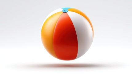 Vibrant inflatable beach ball on white background, a summer essential for fun and recreation