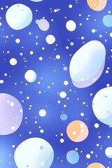 Abstract art featuring pastel circles and dots on a blue gradient background