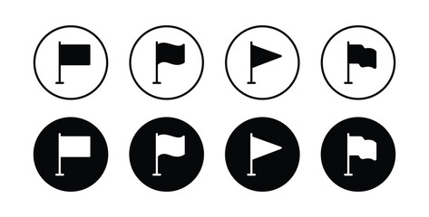 Set of flag vector line icon
