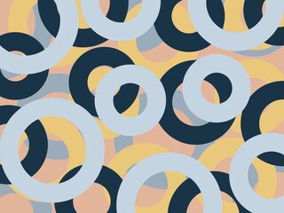 Fototapeta premium Seamless pattern of overlapping circles in an abstract, geometric style. Perfect for backgrounds, textiles, wallpapers, and modern design projects, adding a dynamic and artistic touch to any design.