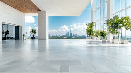 Modern open-air plaza with city view
