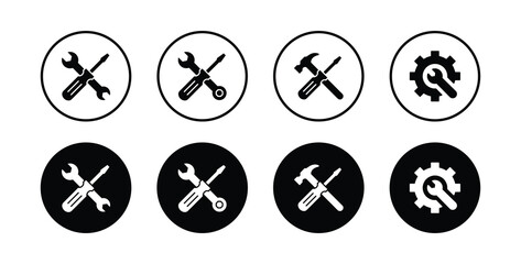 Tools icon set. Repair icon, Wrench, screwdriver and gear icon vector