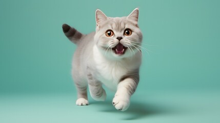 Candid munchkin cat running in natural background high resolution lifestyle photography with realistic lighting