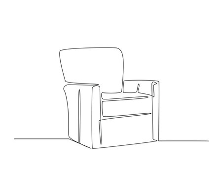 recommend clip art: Cosy sofa armchair outline drawing illustration. one continuous line drawing of armchair furniture.