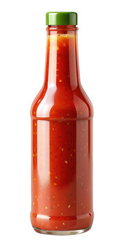 A vibrant bottle of hot sauce with a green cap sits boldly